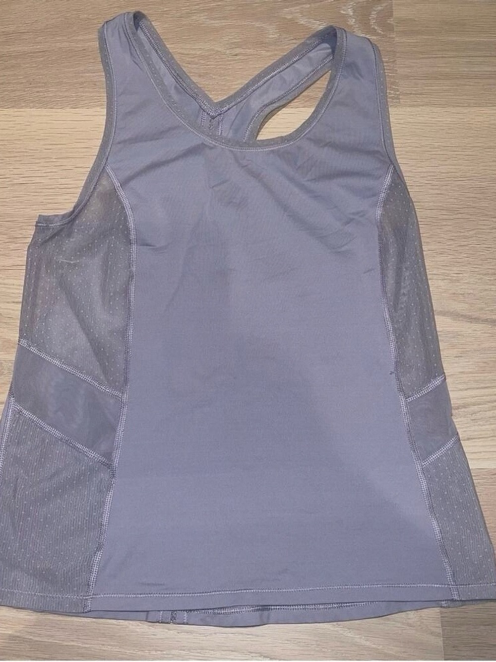 Women’s Racerback Tank Top in Light Gray with Mesh Panels